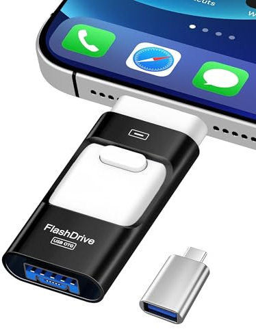 ZARMST Cle USB 256 Go, Clé USB 4 en 1 pour iOS/Pad/Android/Type C/PC, Cle USB C 3.0 Flash Drive Transfert Rapide, Clef Mémoire Externe pour Stockage Photos, Vidéos, Fichiers(Noir)