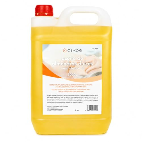 Aceite de Masaje Profesional CIKOS con Almendras Dulces y Vitamina E. Ideal para Fisioterapia y Masaje Relajante. (5000 ml.)
