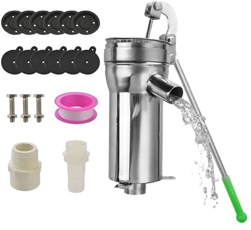 Cabezal De Conversión De Bomba De Pozo Manual | Avanzada Para Fuentes, Bomba De Agua Para Fuente De Acero Inoxidable De Jarra Ergonómica Para Fuentes, De Fuente Manual Para Jardín, Patio,