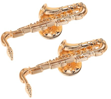 MAJORMENCH 2 Stück Vintage Saxophon Broschen aus Metall Kleiner Musik Anstecknadeln für Jacken Hüte und Rucksäcke Musiker Geschenk für Jazz und Orchesterfans