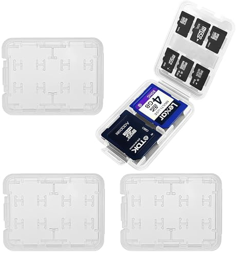 PYRUVAE 4 Piezas estuche tarjetas sd tarjetero sd estuche para tarjetas SD, 20 unidades de soportes de plástico transparente para tarjetas de memoria estuche de plástico para tarjetas Micro SD TF SIM