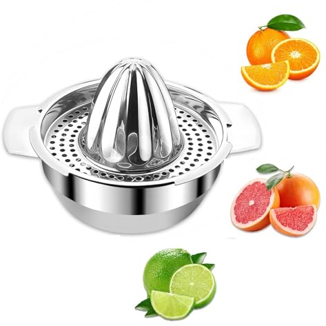 Stainless Steel Lemon Squeezer,Manual Citrus Juicer Hand Press for Orange Lime Fruit,Heavy Duty Juice Press with Strainer,Multi-purpose Manual Juicer Kitchen Tool,16 * 13 * 8cm