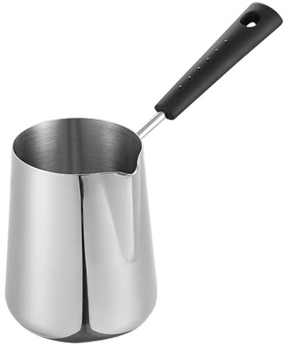 Scaldaburro per fornello 900 ml/30, 43 oz scaldaburro in acciaio inox con beccuccio versatore e manico scaldalatte robusto e pratico per riscaldare il cioccolato