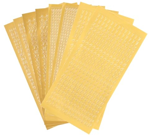 Wachsbuchstaben und Zahlen Aufkleber Set, 8 Blatt Gold, Selbstklebende Wachsaufkleber zum Gestalten von Taufkerze und Kommunionkerze, DIY Kerzen Dekoration Buchstaben Zahlen für Kerzengestaltung