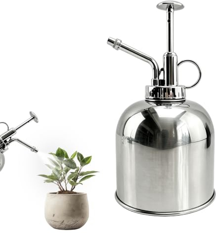 Gießkanne Zimmerpflanzen, 0.45 L Giesskanne Zimmerpflanzen, Pflanzennebel Sprühflasche, Edelstahl Kleine Gießkanne Zur Einfachen Bewässerung Von Blumen, Pflanzen & Bäumen (Silber)