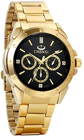 Montre à quartz japonais analogique dorée en acier inoxydable - Avaner - Pour hommes