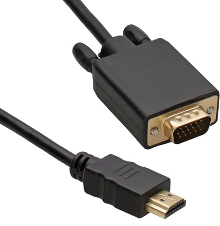 kenable HDMI to VGA Converter Cable with 3.5mm Audio Jack for PC Laptop to Monitor TV Screen 1.8m
