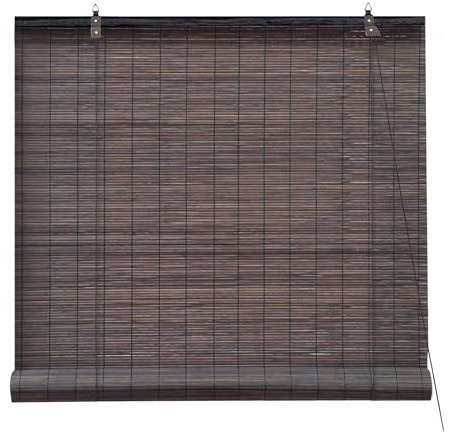 Victoria M. Tenda a Rullo in Bambù per Interni, Protezione Solare e della Privacy per Porte e Finestre, 70 x 220 cm, Colore Marrone Scuro