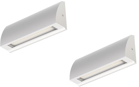 ledscom.de 2x LED Wandleuchte/Treppenlicht SEGIN für außen, IP54, flach, Downlight matt, eckig, 6,2 W, 566lm, warmweiß