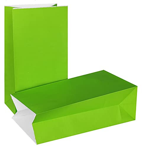 KEYYOOMY Kleine Papiertüten in leuchtenden Farben, grüne Partytüten für Hochzeit, Babyparty, Kindergeburtstag, Grün, 50 Stück, 8,9 x 6,1 x 18,8 cm