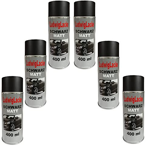 Ludwiglacke Schwarz matt 6 Spraydosen Autolack schwarz matt je 400ml