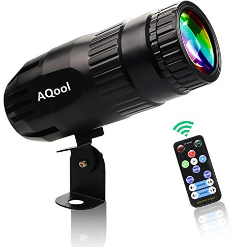 Pinspot Light, AQool Mini 15W Mirror Ball Spotlight, Super Bright RGBW LED Beam Pinspot Lights, Remote Control Stage Lighting for DJ Disco Band Dance Party Show Bar Club Wedding