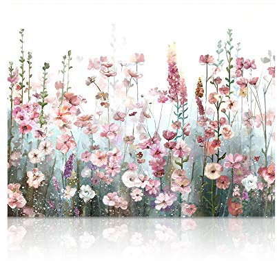 SUMGAR Malen nach Zahlen Erwachsene Anfänger Blumen, ohne Rahmen, 40x50cm | Rosa Landschaft Malen nach Zahlen auf Leinwand Holzstaffelei, DIY Paint by Numbers Set mit 3 Pinseln Acryl, Deko Geschenk