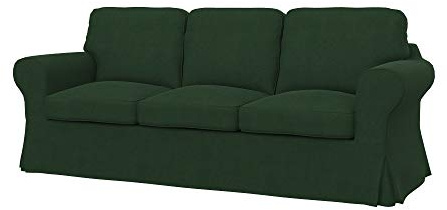 Soferia Sofabezug Kompatibel Mit EKTORP 3er-Sofa Sofaüberzug Sofaüberwurf Sofaschoner Cover Einfache Reinigung Allergiefrei Wasserabweisend Majestic Velvet Flasche grün