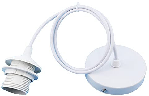 E27 Lampade a Sospensione Accessori, Retro Plafoniere Lampadario Titolare Accessori Con 100 mm Cavo, per Bar, Caffetteria, Negozio di Abbigliamento, Casa, Hotel (Bianca)