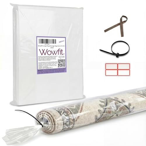 Wowfit Große Kunststoff-Teppich-Aufbewahrungstasche mit Reißverschluss, 4,5 mm, strapazierfähig, passend für Teppiche bis zu 1,8 m x 2,9 m, perfekt für Umzug, Verpackung und Versand