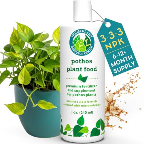 Pothos Fertiliser - Liquid Fertiliser for Indoor House Plants - Essential Plant Nutrients for Neon Pothos or Devil’s Ivy - Urea-Free - NPK Ratio of 3-3-3 for Healthy Roots, Stems, Leaves (8 Ounces)