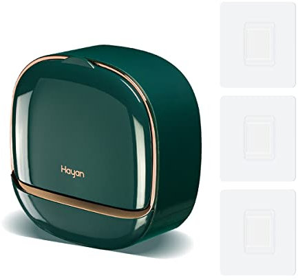 Modixun Luxury Soap Holder with Drain Tray, Waterproof Soap Dish Holder, Keep Soap Bars Dry, Adhesive Soap Case Box Wall Mounted for Shower, Bathroom, Bathtub, Dark Green