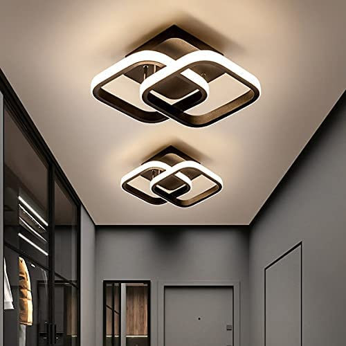 NUODIFAN LED Deckenleuchte, 2 Stück Deckenlampe, 3000k/4000k/5000k Einstellbar schlafzimmer lampen Decke, ideal für Schlafzimmer Flur Küche Wohnzimmer Balkon Ø27cm Schwarz
