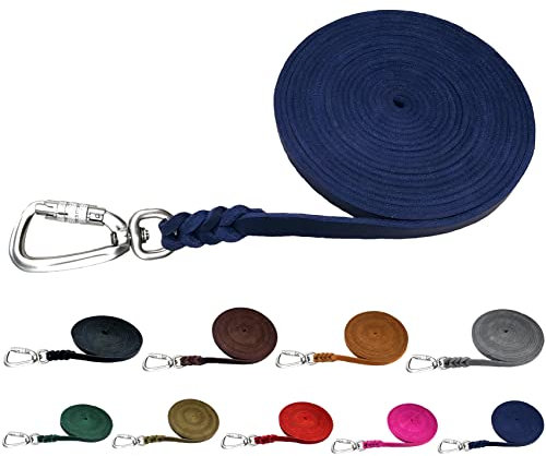 Hundeleine Fettleder Schleppleine große Hunde 1m / 2m/ 3m / 5m / 10m / 15m / 20m Lederleine 15mm breit (Mareineblau, 7,5m OHNE Handschlaufe)