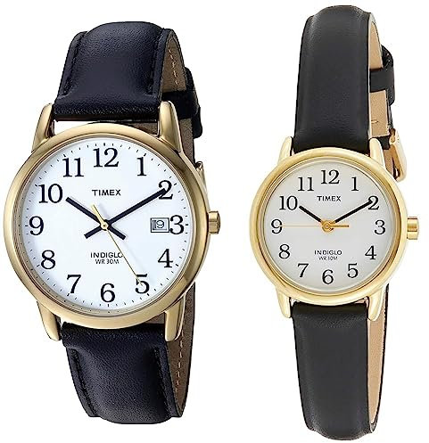 Timex Easy Reader 35mm Date Window Watch T2H291 & Easy Reader Women's 25mm Leather Strap Watch T20433