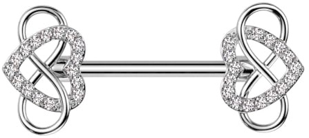 beyoutifulthings Brustwarzen-piercing Gold Silber Zirkonia Herz Unendlichkeits-Schleife Clear Brust-piercing Nippel-piercing Chirurgenstahl Stab 12-mm