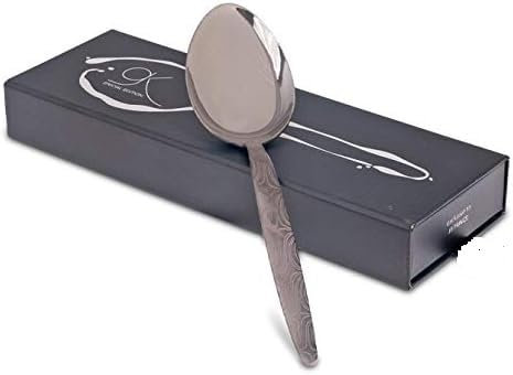 BNAZIND Gray Kunz Special Edition Damascus Pattern 18/10 Stainless Steel Plating 9 Inch Basting Quenelle Chef Dinner Serving Spoon, BNZ-SP015