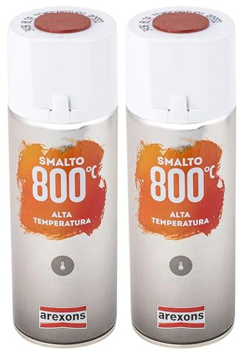 FEI FAN Smalto Spray Acrilico Per Alte Temperature, Resistente Fino a 800°C, ROSSO 400ml (2 Bombolette)
