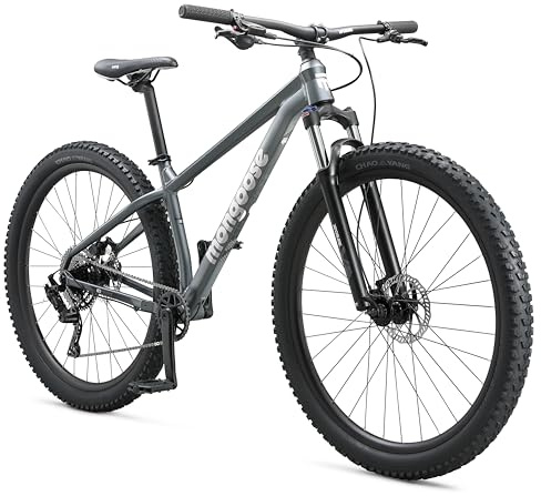 Mongoose Switchback 2 Mountain Bike for Men and Women, 9 Speed Drivetrain with Trigger Shifters, 27.5-Inch Wheels, 15.5-Inch Small Frame, Grey
