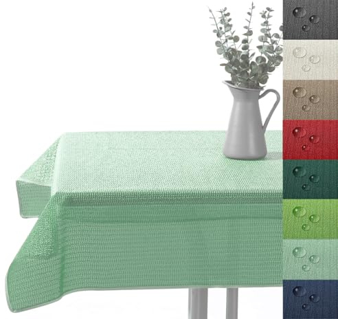 Outdoor Tischdecke Gartentischdecke wasserfest wetterbeständig rutschfest waschbar Outdoortischdecke Weichschaum Garten Balkon Camping Party Tischdeko Typ883 Mint 130x220 cm eckig