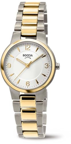 Boccia Armbanduhr für Damen in der Farbe Bicolor mit Armband aus Titanium, Wasserdichtigkeit: 5 bar, Gehäusedurchmesser: 28 mm, 3359-02