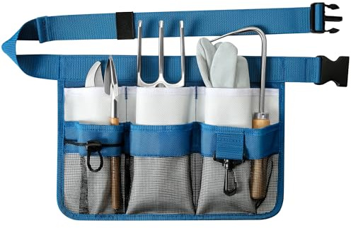 winhunt Werkzeug-Gürteltasche mit Mehreren Taschen, Arbeitswerkzeug-Gürtel mit Kleinteilehaken für Gartenscheren, Schraubenschlüssel, Hämmer, Schraubendreher (Blau)