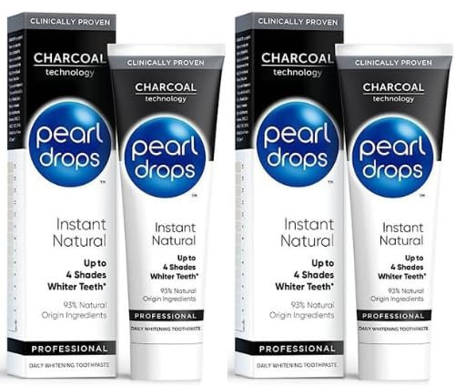 2 Pack Bundle -A HadcoPearlDrops Bundle - Instant Natural Professional Daily Toothpaste with Charcoal - Up to 4 Shades Whiter - (75ml) (Pack of 2).