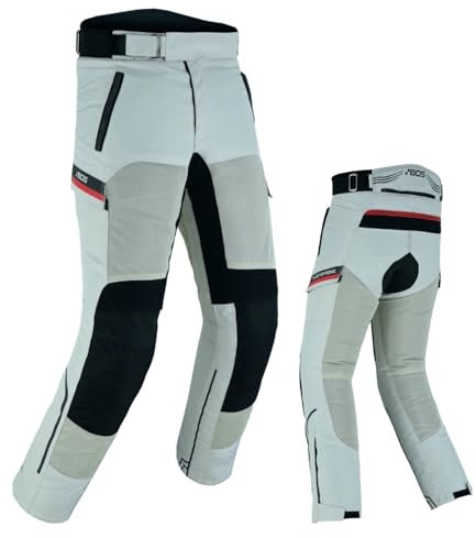 Herren Motorradhose mit Protektoren Textil Kombihose,herausnehmbar wasserabweisend,mit Cargotaschen Innenfutter Motorrad und Motorroller (DE/NL/SE/PL, Alphanumerisch, 3XL, Regular, Regular, GRY)