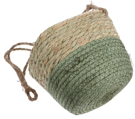 BESPORTBLE Per Piante Da Appendere Fioriera Sospesa in Paglia Per Ed Esterni Cestino Decorativo in Rattan 20cm x 12.5cm Portapiante Da Parete Adatto Per Decorare Casa e