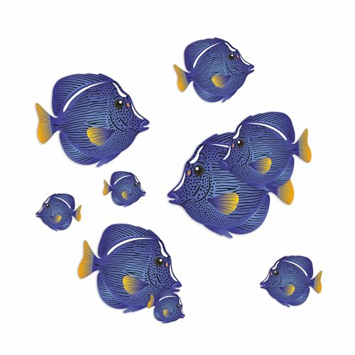Adesivi Blu Discuss, Adesivi resistenti all'acqua e agli agenti atmosferici, 0% di trasparenza, adesivi di pesci tropicali, coprono i segni, decorazione murale di vita marina, per auto e progetti