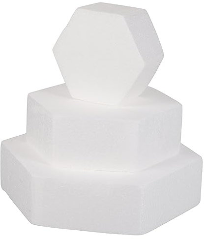 PRETYZOOM Molde para Pastel Hexagonal Espuma 3 Tamaños (10cm, 15cm, 20cm) Poliestireno Expandido Reutilizable Manualidades Creativas Decoración Fotografía