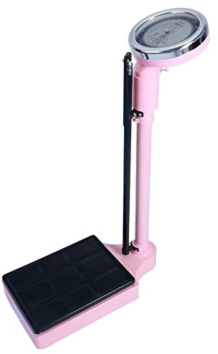 Oversized Dial Display Bathroom Scale Mechanical with Adjustable Height Rod - Telescopic Pole 190cm | Weighing Range 120kg - Easy to Read Height and Weight Scale for Home or Gym