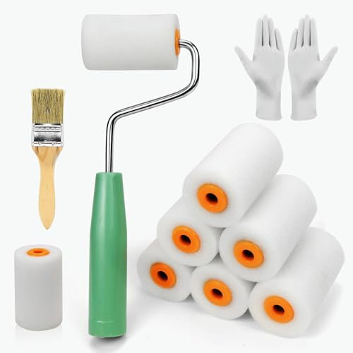 8 Stück Farbroller Set, Farbwalzen Schaumwalzen mit Farbroller Bügel, für Malerei und Renovierung von Haushaltsprojekt (grün)