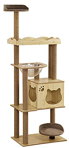 CWCQGH Arbre à Chat de Luxe, Tour de Jeu pour Chat de Taille Moyenne, Centre d'activités Stable et Robuste - Noyer 6040165 cm
