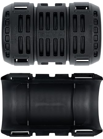 Raccordo per tubo corrugato M25 - Manicotto nero, 4 mezzi terminali (per 2 raccordi), resistente agli urti, antistatico, senza alogeni, -20 °C a +80 °C