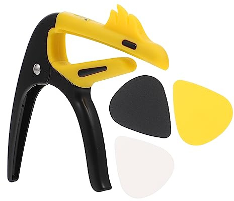 Gitarren Capo aus Zinklegierung mit Quick Release, Schwarz | 1 Satz, Repositionierbar für Anfänger und Fortgeschrittene, Inklusive Plektren