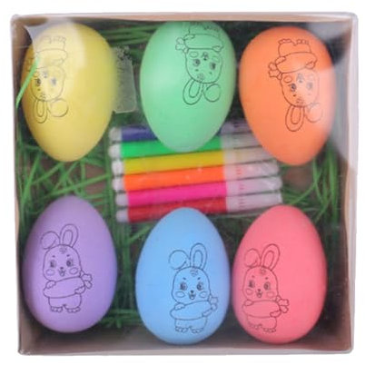 zwxqe Lot de 6 œufs à peindre, kit de teinture d'œufs pour loisirs créatifs, peinture d'œufs de Pâques, ensemble d'activités de Pâques créatives, idéal pour les fêtes de fin d'année pour filles et