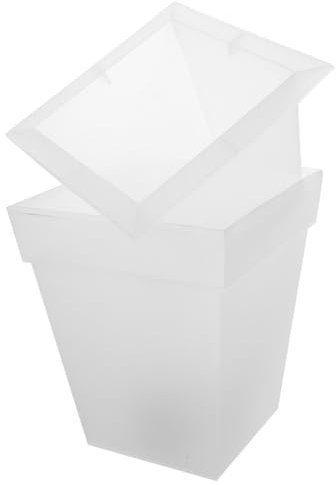Happyyami Jardinière D'extérieur Lumineuse Solaire En Plastique Étanche, Pot De Fleurs Lumineux Blanc Carré, Éclairage Décoratif Pour Terrasse Et Jardin,