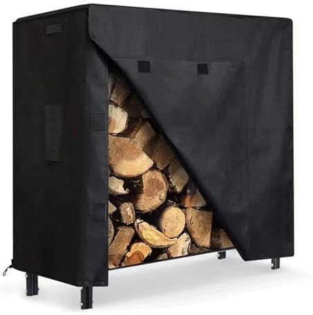 mophrati 210D Oxford Cloth Firewood Rack Cover For Outdoor Log Storage OxfordCloth Wood Store For Logs Outside Storage Rack Cover, A, 4FT:123 * 65 * 110CM