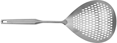 WPKD BLUEIY Cucharón de skimmer de acero inoxidable 304 de grado alimenticio, cuchara grande de mango largo para cocina, plateado, ideal para cocinar y colar