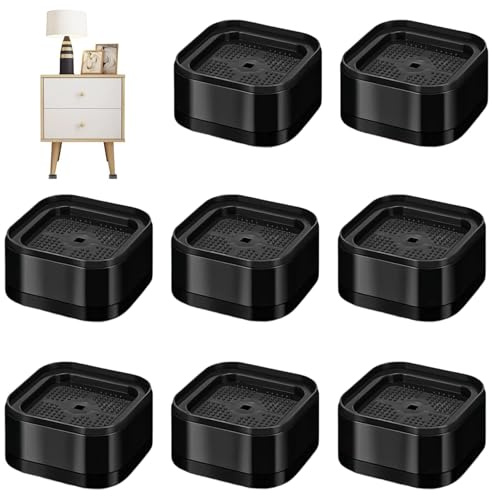 MUNTE 8 Pezzi Impilabile Piedini per Letto Contenitore, Piedi Letto Contenitore 3.5cm, Rialzi per Mobili con Base Rimovibile, Superficie Antiscivolo, per Lavatrici, Tavoli, Armadi, Divani