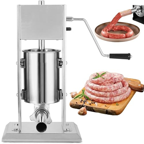 FLNOZAMZ Manueller Wurstfüller, Vertikale Wurstfüllmaschine aus Edelstahl, hausgemachte Maschine für Wurstfüller, für den Haushalts- oder Gewerbegebrauch (5L)