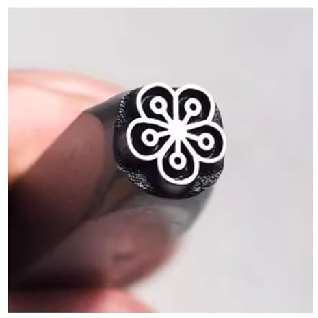 CYHTYM Schlagzahlen 5 mm Metallstempel-Design-Stempelwerkzeug, 24 Verschiedene Blumenmuster, für Schnitzen von individuellem Schmuck, Leder und Holz(Pattern3)