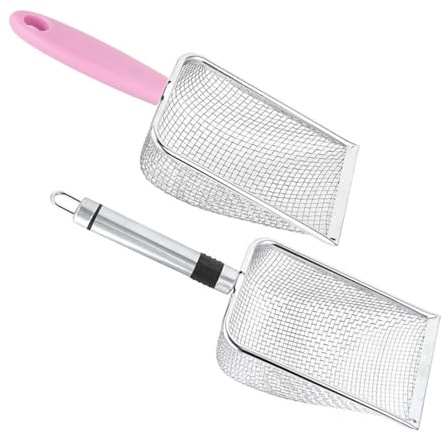 DIYEAH 2piezas Pala De Metal para Excrementos Palas De Acero Inoxidable para Gatos con Tamiz Rápido Filtro Recogedor De Cacas para Caja Gatos